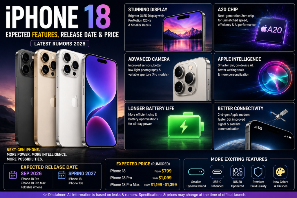 iPhone 18: Expected Features, Release Date & Price (Latest Rumors 2026)